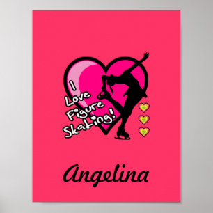 I Liebe-Zahl Skaten - addieren Sie Namensplakat Poster