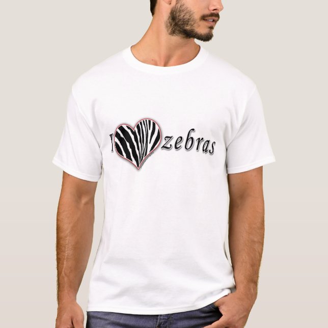 I Liebe Zebras - Striptes Herz T-Shirt (Vorderseite)