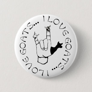 I Liebe-Ziegen ASL-Zeichen-Sprachhandsymbol Button