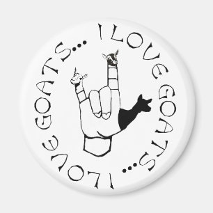 I Liebe Ziegen ASL Zeichensprache Handzeichen Magnet