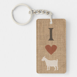 I Liebe Ziegen Burlap Zwei-Seiten-Schlüsselanhän Schlüsselanhänger