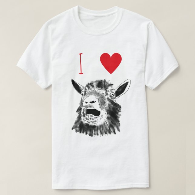 I Liebe Ziegen Funny Screening Tier Zeichnend Kuns T-Shirt (Design vorne)