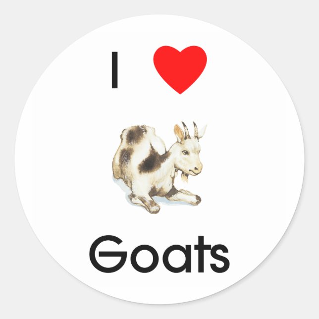 I Liebe Ziegensticker Runder Aufkleber (Vorderseite)