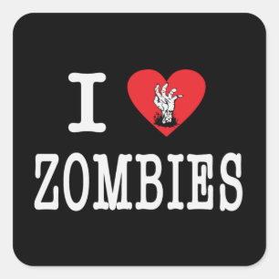 I Liebe-Zombies Quadratischer Aufkleber