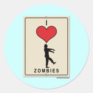 I Liebe Zombies Runder Aufkleber