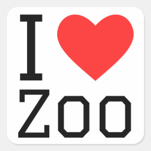 I Liebe Zoo Quadratischer Aufkleber