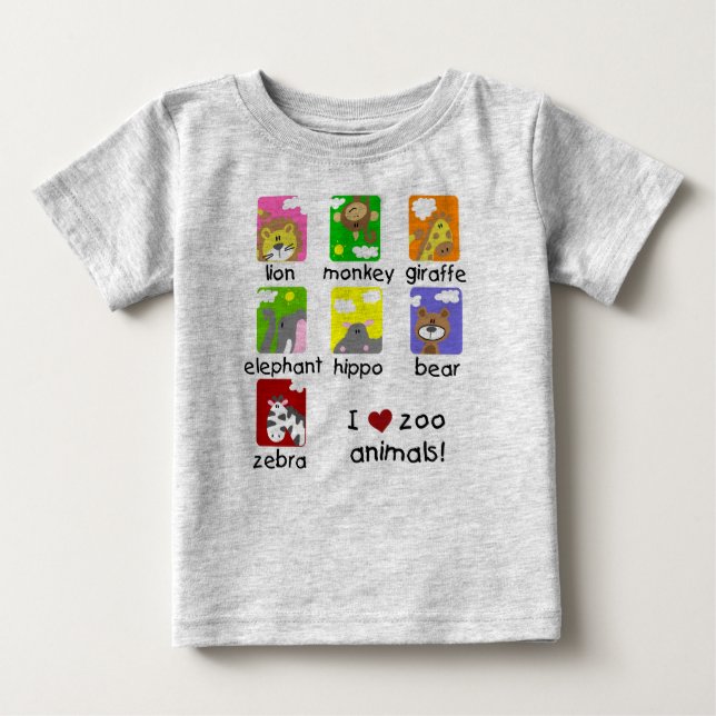 I Liebe-Zoo-Tier-Baby-Fußball-Bodysuit Baby T-shirt (Vorderseite)
