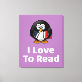 I Liebe zu lesen Pinguin Funny Reading Leinwanddruck