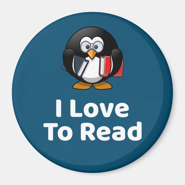 I Liebe zu lesen Pinguin Funny Reading Magnet (Vorne)