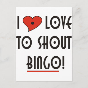 I Liebe zu Shout BINGO Postkarte