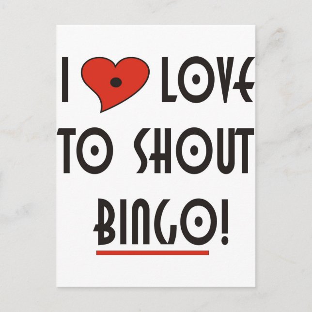 I Liebe zu Shout BINGO Postkarte (Vorderseite)