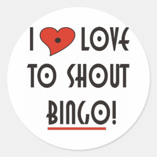 I Liebe zu Shout BINGO Runder Aufkleber