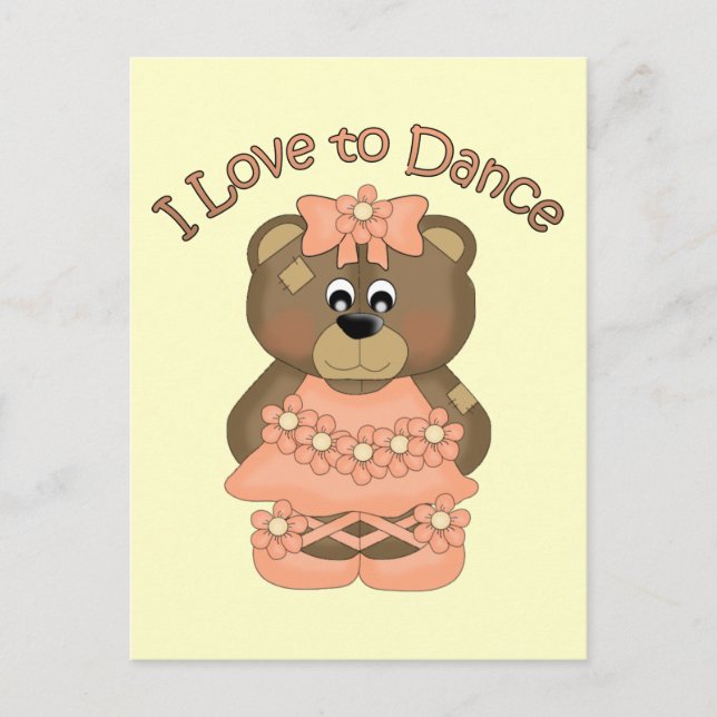 I Liebe zu tanzen Ballerina Bear Orange Postkarte (Vorderseite)