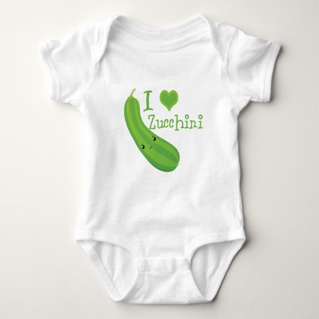 I Liebe Zucchini Smiling Kawaii Zucchini Baby Strampler (Vorderseite)