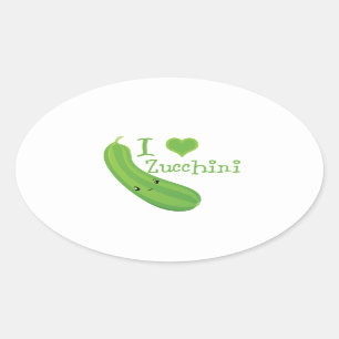 I Liebe Zucchini Smiling Kawaii Zucchini Ovaler Aufkleber