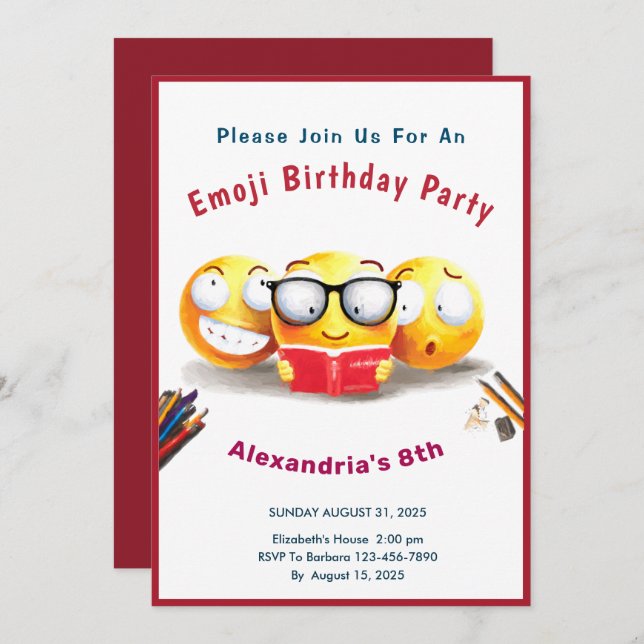 I Liebe zum Lesen von Büchern Einladung (Vorne/Hinten)