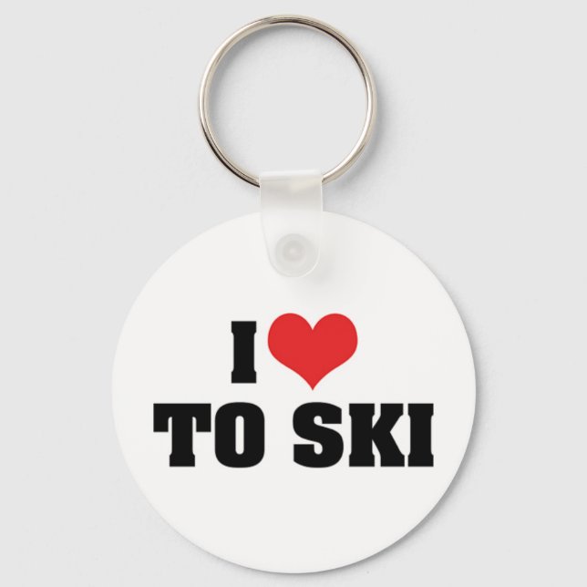 I Liebe zum Schlüsselanhänger Ski (Vorderseite)