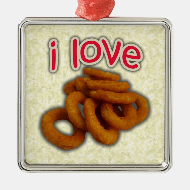 I Liebe-Zwiebel-Ringe Silbernes Ornament (Vorne)