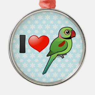 I LiebeAlexandrineParakeets Silbernes Ornament