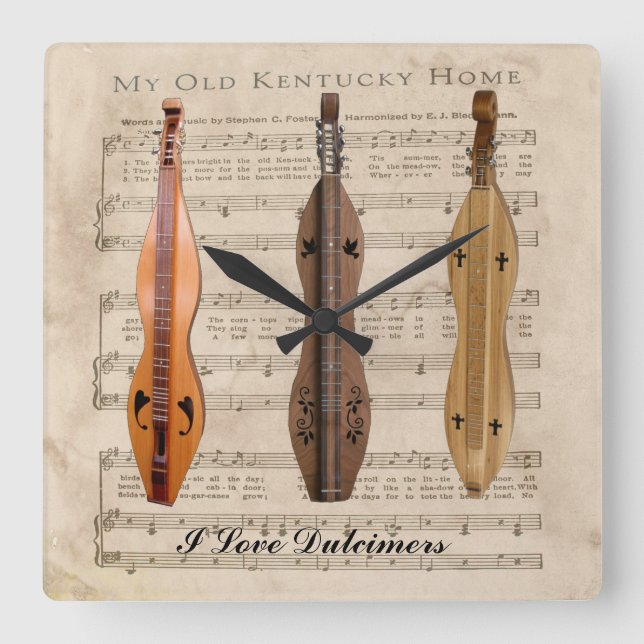 I LIEBEDULCIMERS QUADRATISCHE WANDUHR (Vorderseite)