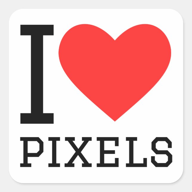 I Lieben Pixel Quadratischer Aufkleber (Vorderseite)