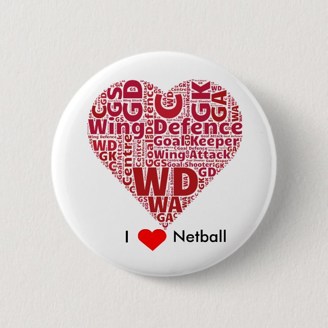 I Liebenetball-Wort-Kunst-Entwurf Button (Vorderseite)