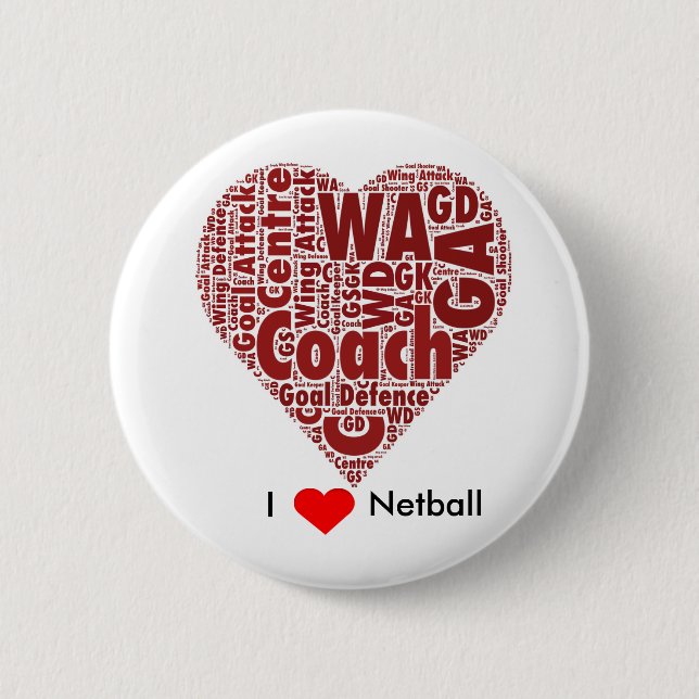 I Liebenetball-Wort-Kunst-Entwurf Button (Vorderseite)
