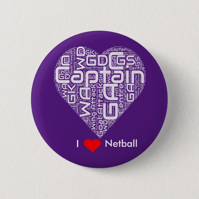 I Liebenetball-Wort-Kunst-Entwurf Button (Vorderseite)