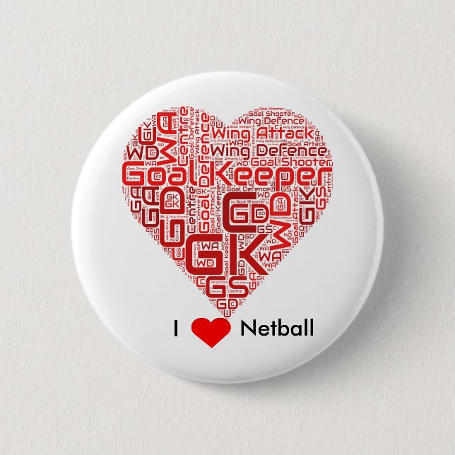 I Liebenetball-Wort-Kunst-Entwurf Button (Vorderseite)