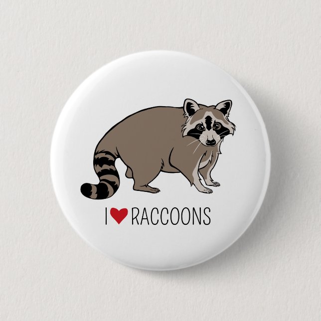 I LiebeRaccoons - CartoonRaccoon Button (Vorderseite)