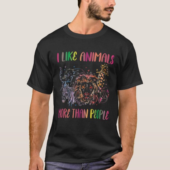 I Like Animals More Than People Farm Animal Vegan  T-Shirt (Vorderseite)