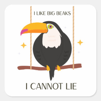 I like big beaks I cannot lie Toucan Quadratischer Aufkleber