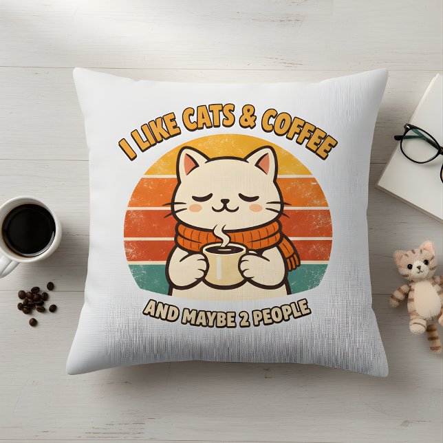 "I Like Cats & Coffee" Humorous Throw Pillow Kissen (Von Creator hochgeladen)