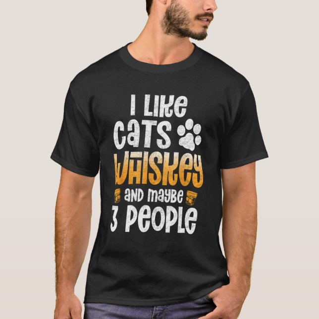 I Like Cats Coffee Maybe 3 People Funny Joke Kitte T-Shirt (Vorderseite)