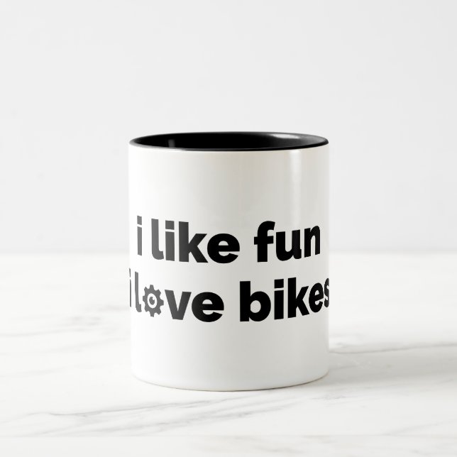 I Like Fun I Love Bikes Zweifarbige Tasse (Mittel)