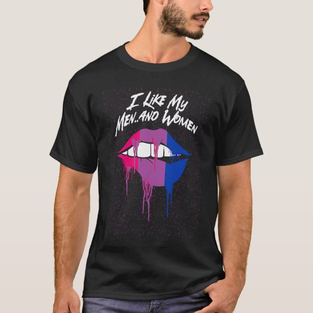 I Like My Men and Women Bisexual LGBTQ Bi Pride Co T-Shirt (Vorderseite)