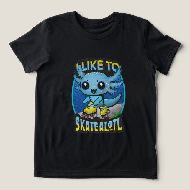 "I Like To Skatealotl" Roller Skating Axolotl Fun  Tri-Blend Shirt (Design Vorderseite)