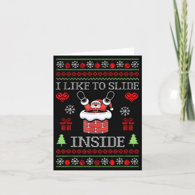 I Like To Slide Inside Funny Santa Couple Matching Karte (Vorderseite)