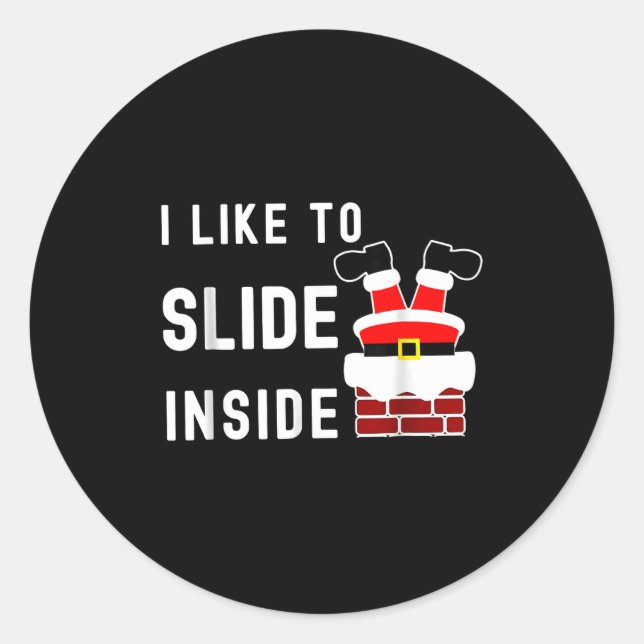I Like To Slide Inside Funny Xmas Couple Unhinge P Runder Aufkleber (Vorderseite)