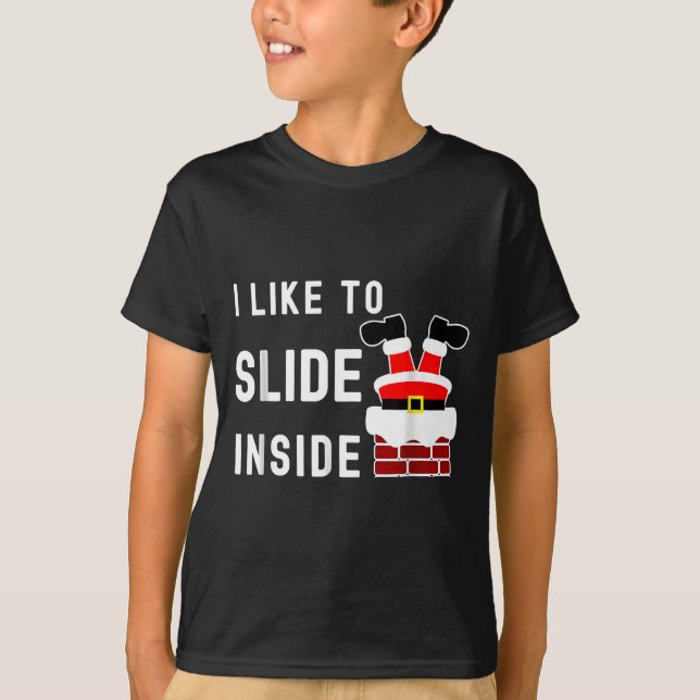 I Like To Slide Inside Funny Xmas Couple Unhinge P T-Shirt (Vorderseite)