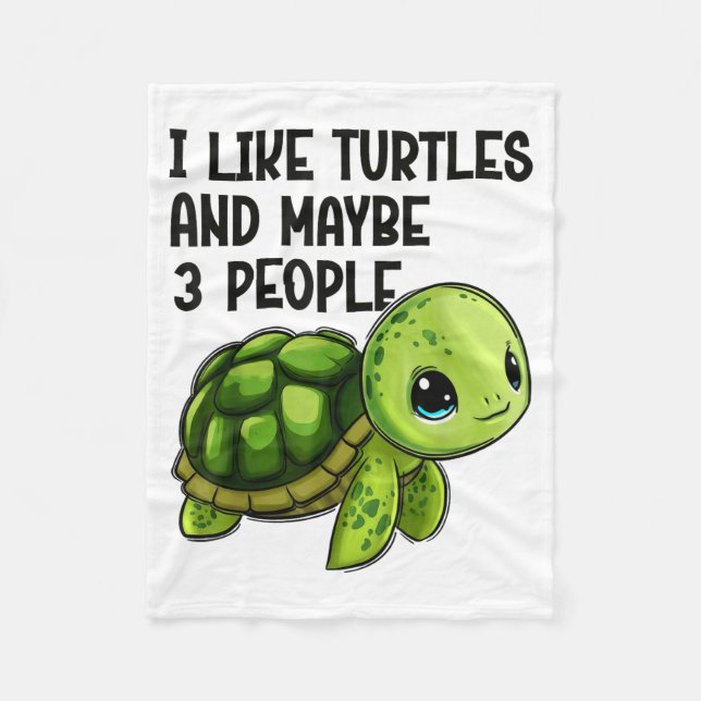 I Like Turtles And Maybe Three People Funny Retro  Fleecedecke (Vorderseite)
