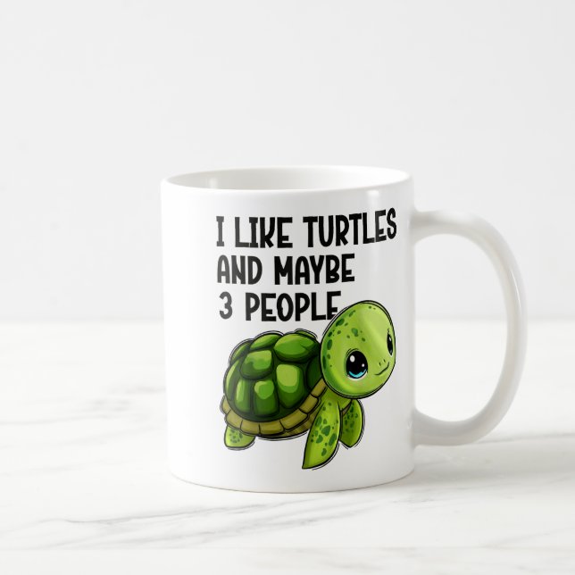 I Like Turtles And Maybe Three People Funny Retro  Kaffeetasse (Rechts)