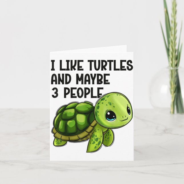 I Like Turtles And Maybe Three People Funny Retro  Karte (Vorderseite)