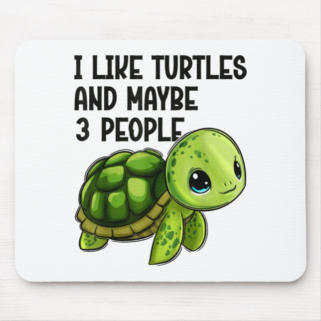 I Like Turtles And Maybe Three People Funny Retro  Mousepad (Vorne)