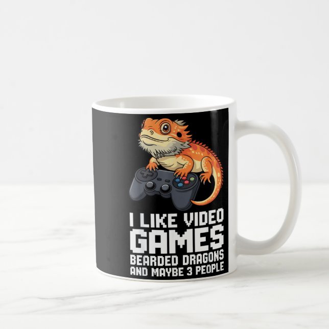 I Like Video Games Bearded Dragon Gamer Introvert  Kaffeetasse (Rechts)