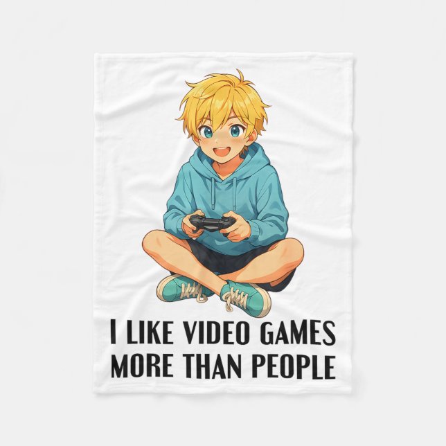 I Like Video Games More Than People Funny Gamer An Fleecedecke (Vorderseite)