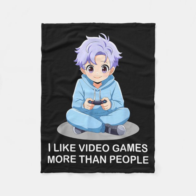 I Like Video Games More Than People Funny Gamer An Fleecedecke (Vorderseite)