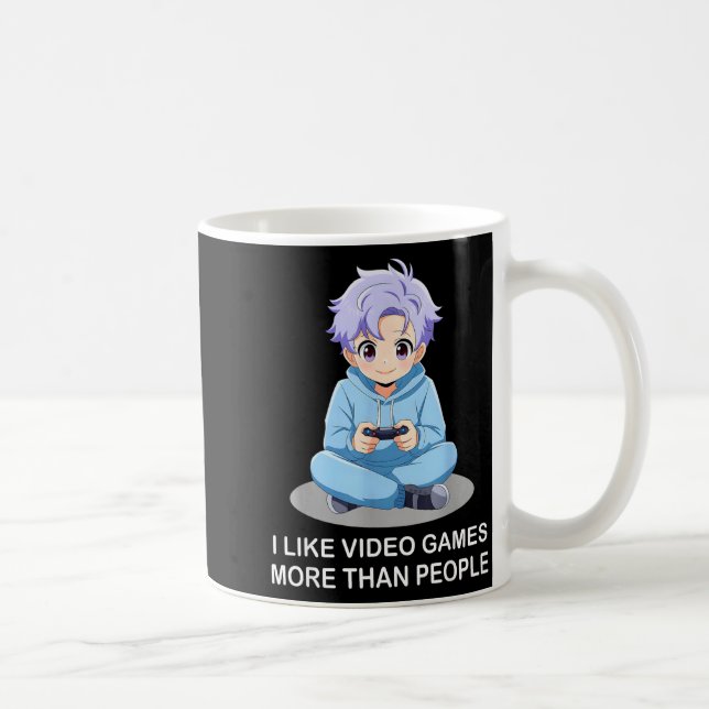 I Like Video Games More Than People Funny Gamer An Kaffeetasse (Rechts)
