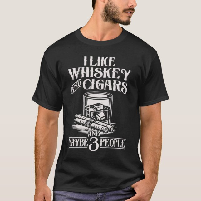 I Like Whiskey And Cigars Funny Monkey  T-Shirt (Vorderseite)