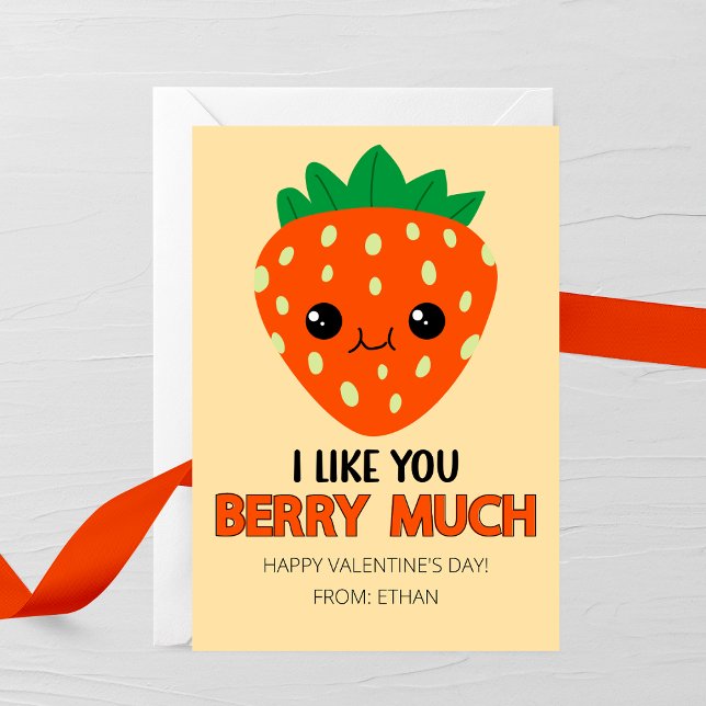 I Like You Berry Much Valentine's Day Card Mitteilungskarte (Von Creator hochgeladen)